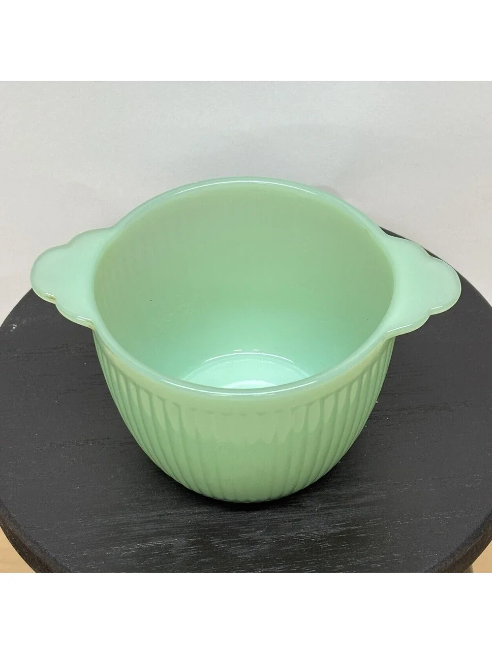 Fire King Jadeite Ribbed Jane Ray Sugar Bowl (No Lid) Anchor Hocking Green Glass